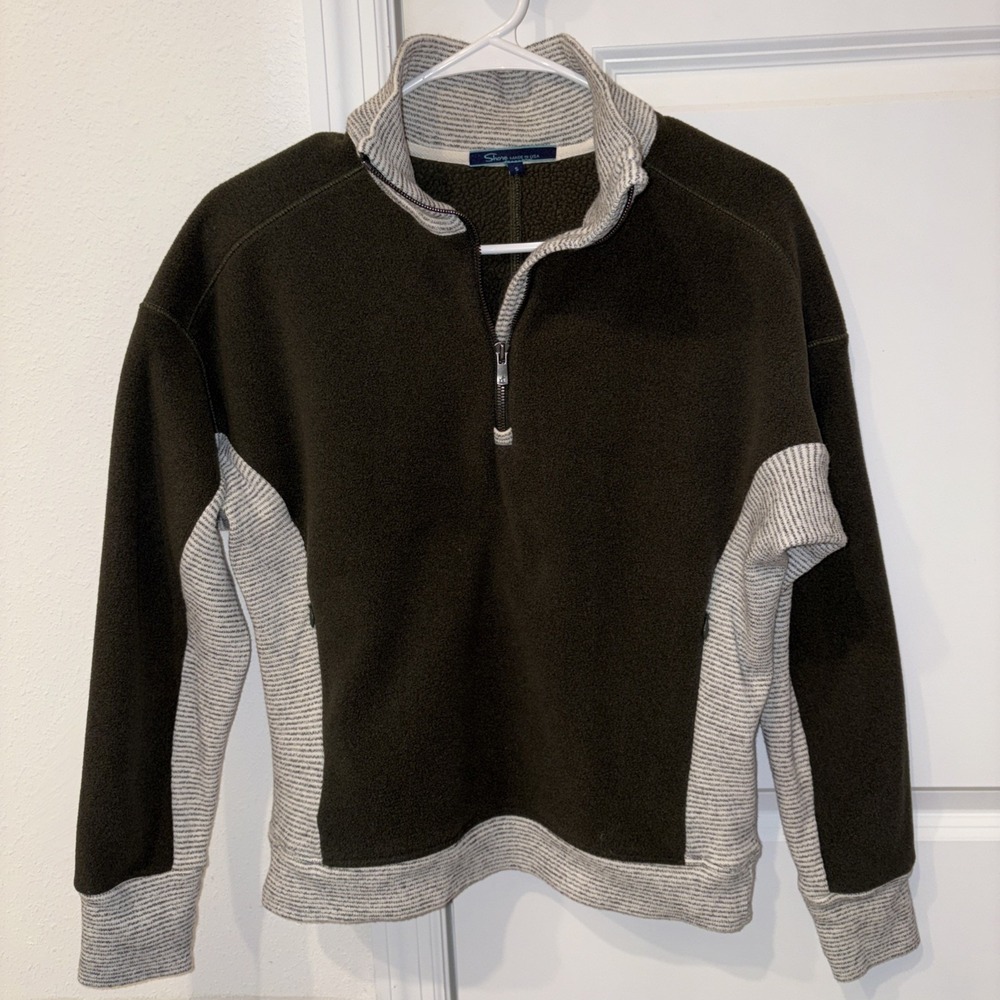 Shore Women's‎ 3/4 Zip Sweatshirt Jacket Green Size Small Made In USA
